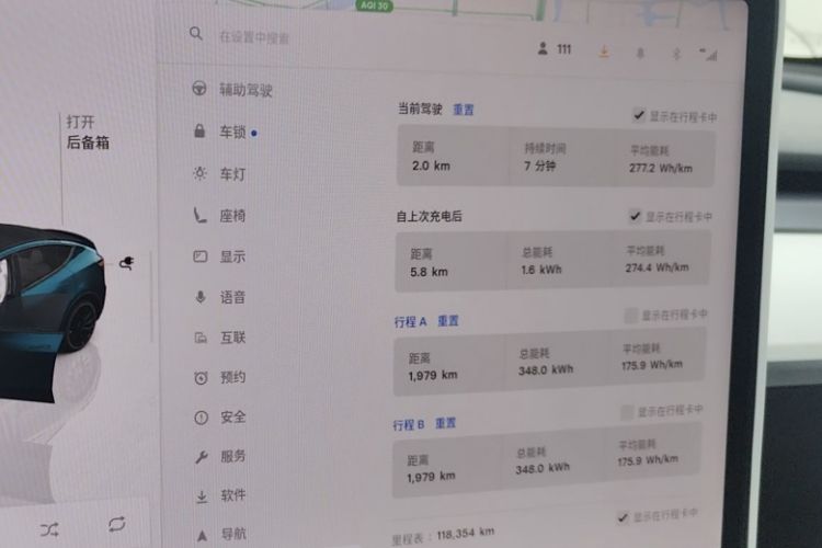 Used Tesla Model Y 2021 Performance High-Performance All-Wheel-Drive Version Odometer Close Up