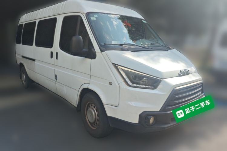 Used JMC Transit 2019 2.8T Commercial Version Long Wheelbase Mid-Roof 6-Seater Rear Single Tire China VI Emission Standard – JX493 Front Right 45 Deg