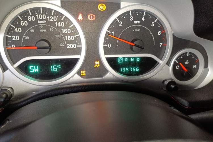 Used Jeep Wrangler 2010 3.8L Sahara two-door model Odometer Close Up