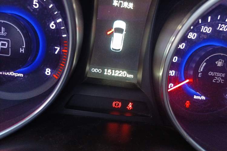 Used Hyundai Santa Fe 2015 2.0T Automatic All-Wheel Drive Smart Version 5 Seats Odometer Close Up