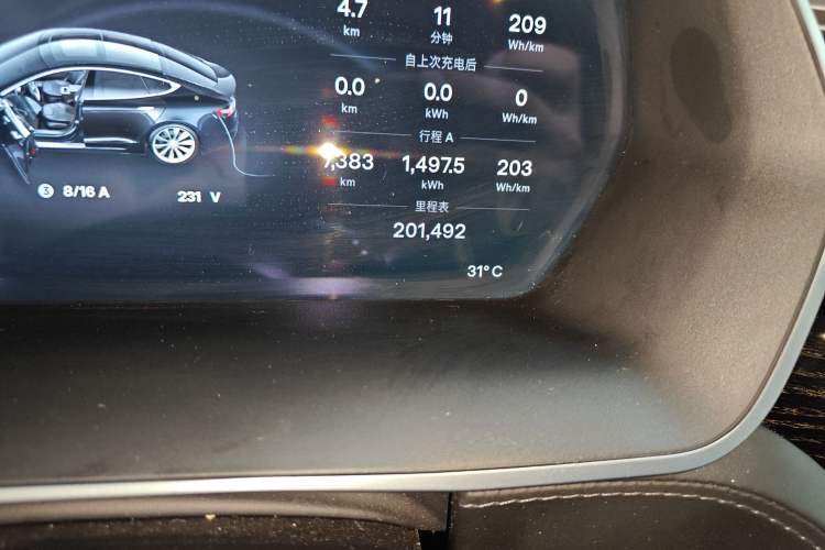 Used Tesla Model S 2015 S 85D Odometer Close Up