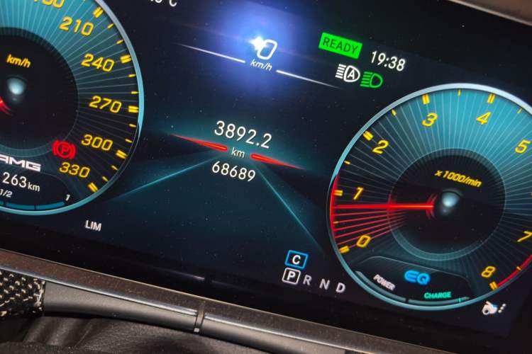 Used Mercedes-Benz AMG GT 2019 AMG GT 50 four-door sports car Odometer Close Up