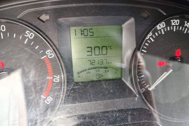 Used Skoda Fabia 2015 1.4L Manual Front-Wheel Drive Model Odometer Close Up