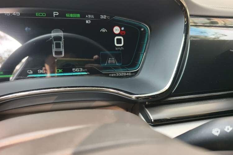 Used BYD Han 2020 EV Long-Range Luxury Model Odometer Close Up