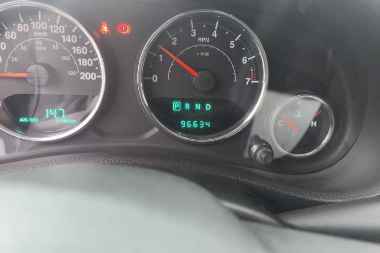 Used Jeep Wrangler 2013 3.6L Sahara two-door model Odometer Close Up