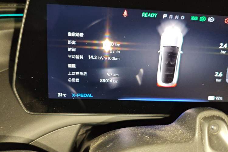 Used XPeng P7 2023 586E Odometer Close Up