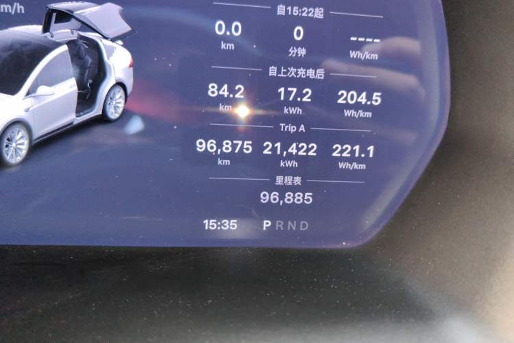 Used Tesla Model X 2017 X 100D Long Range Edition Odometer Close Up